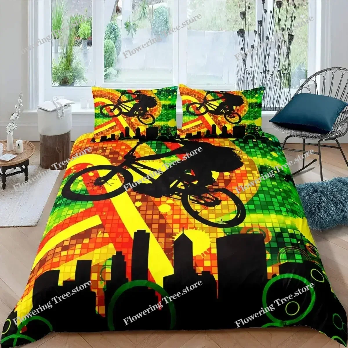 Mountain Biking Europe - Комплект постельного белья для велосипедистов: пододеяльник